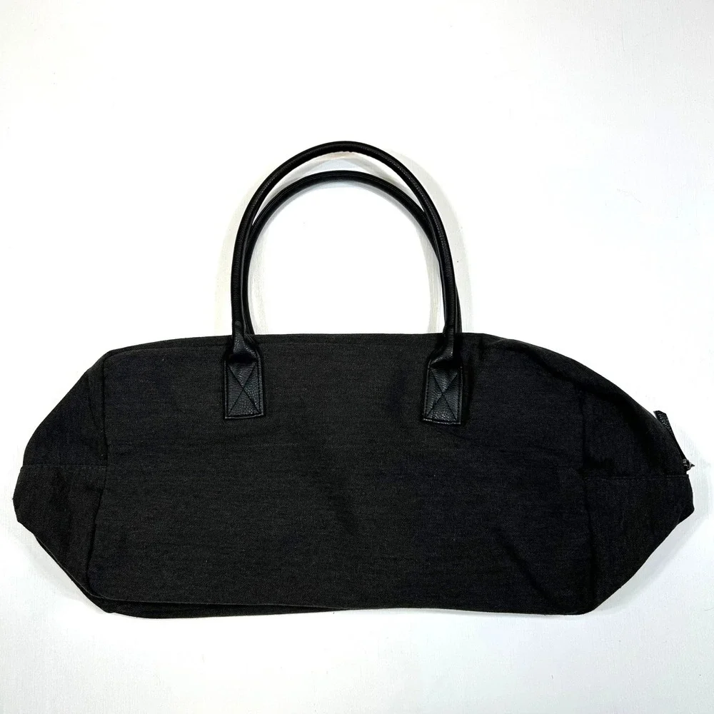 John Varvatos Mens Charcoal Gray Canvas Duffel Bag Weekend Travel Carryon Logo